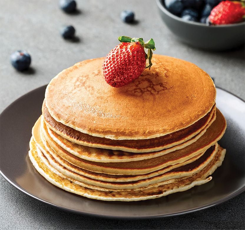 Stack of vanilla protein pancakes
