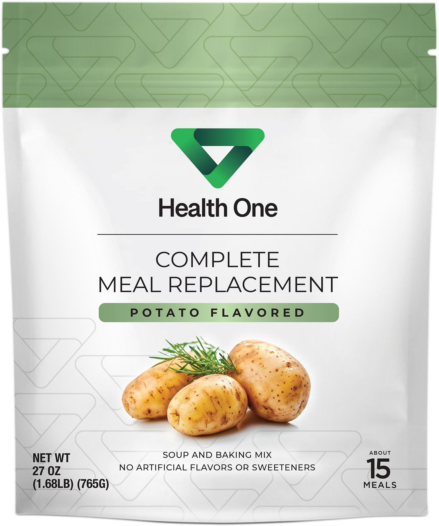 Health One potato soup pouch, front