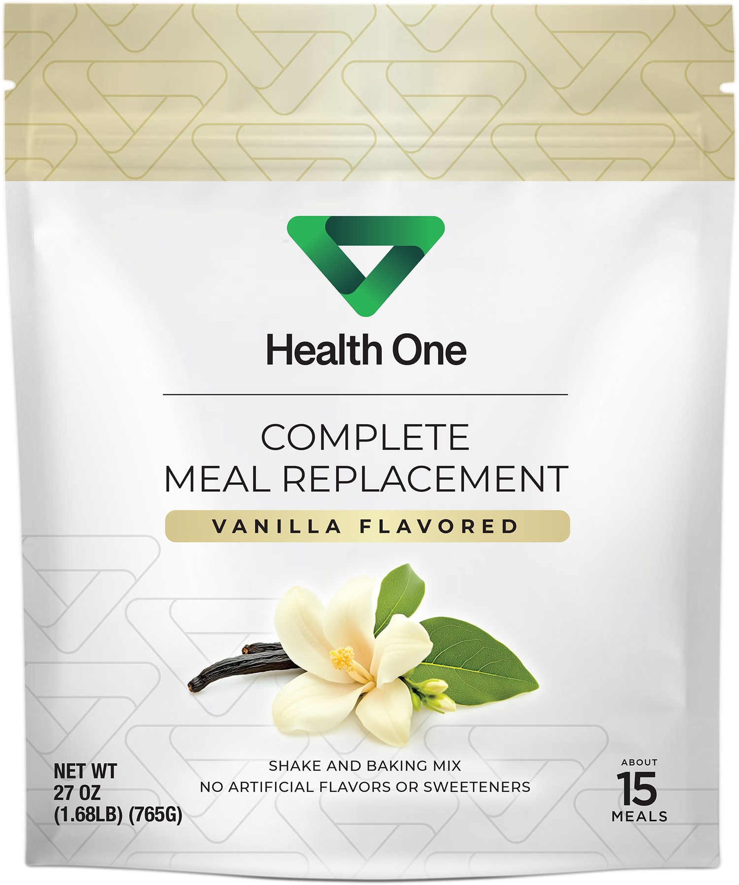Health One vanilla pouch, front